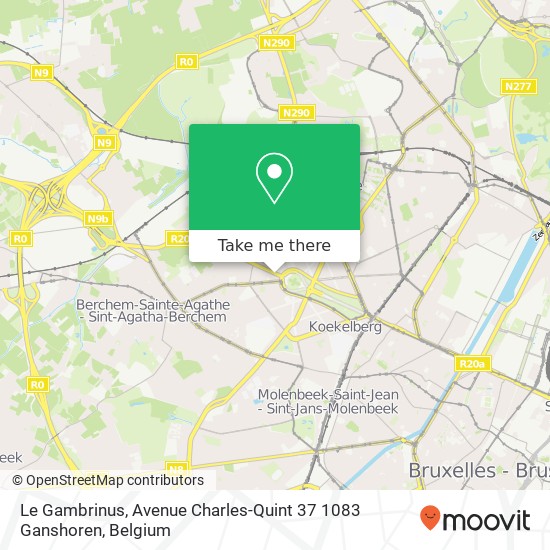 Le Gambrinus, Avenue Charles-Quint 37 1083 Ganshoren plan