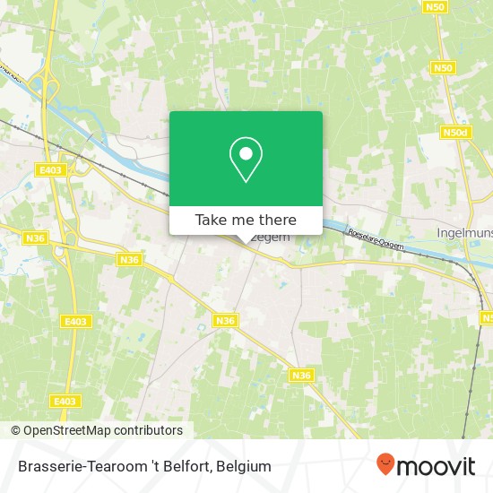 Brasserie-Tearoom 't Belfort, Roeselaarsestraat 54 8870 Izegem map