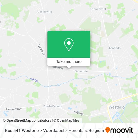 Bus 541 Westerlo > Voortkapel > Herentals map