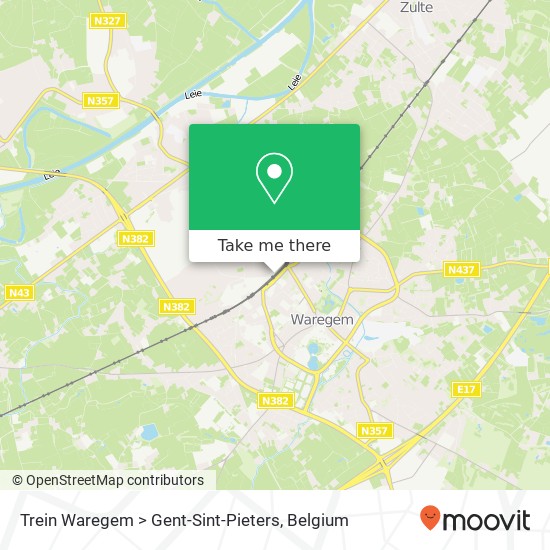 Trein Waregem > Gent-Sint-Pieters map