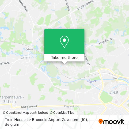 Trein Hasselt > Brussels Airport-Zaventem (IC) map