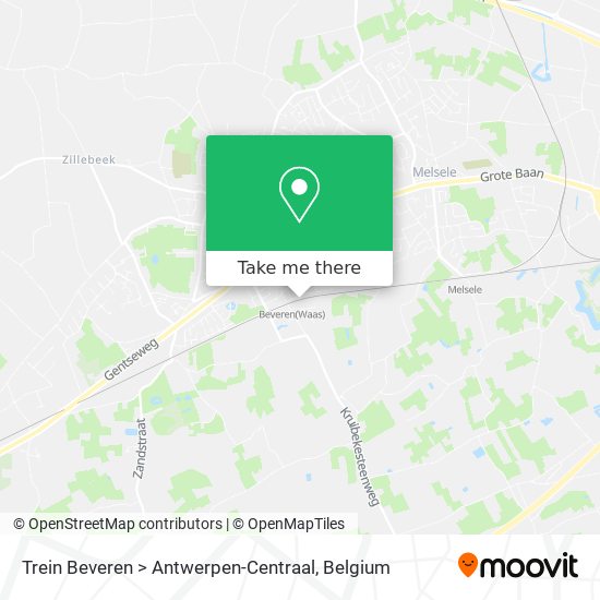 Trein Beveren > Antwerpen-Centraal map