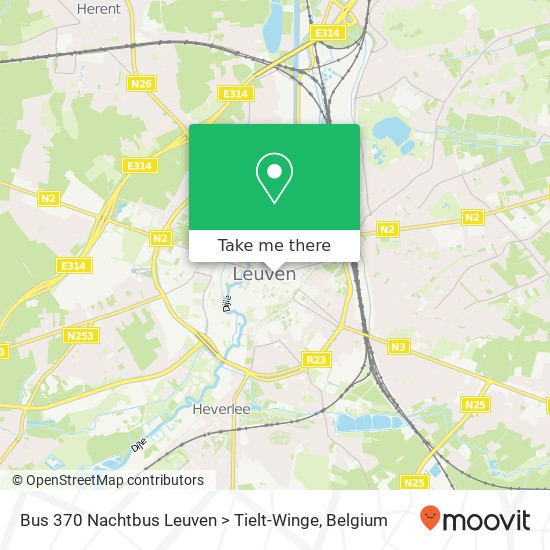 Bus 370 Nachtbus Leuven > Tielt-Winge plan