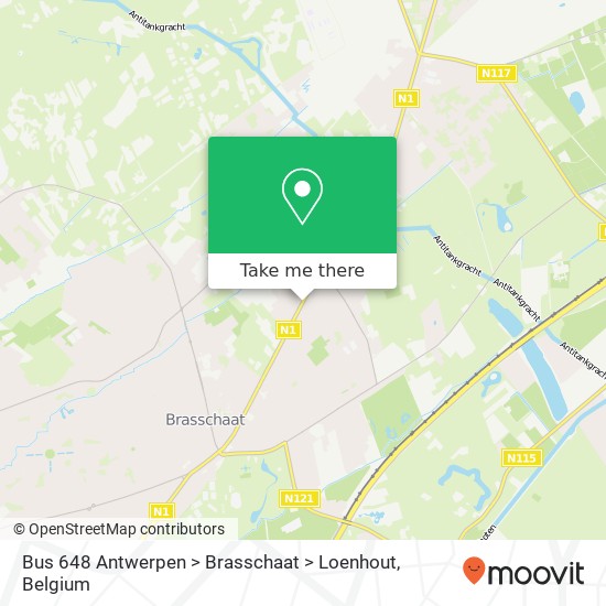 Bus 648 Antwerpen > Brasschaat > Loenhout plan