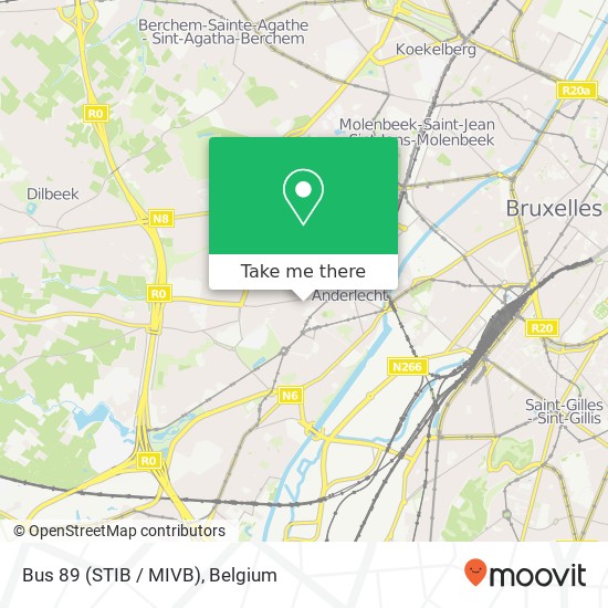 Bus 89 (STIB / MIVB) map