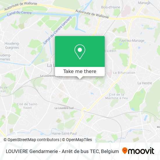 LOUVIERE Gendarmerie - Arrêt de bus TEC map