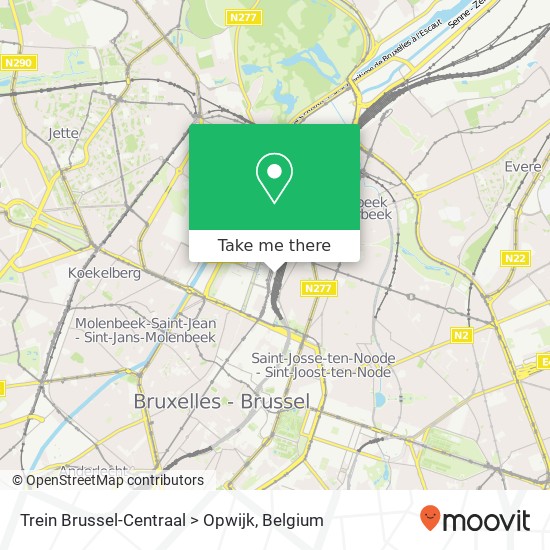 Trein Brussel-Centraal > Opwijk map