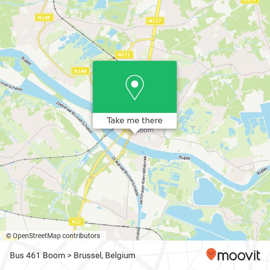 Bus 461 Boom > Brussel map