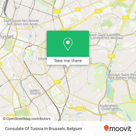 Consulate Of Tunisia In Brussels map