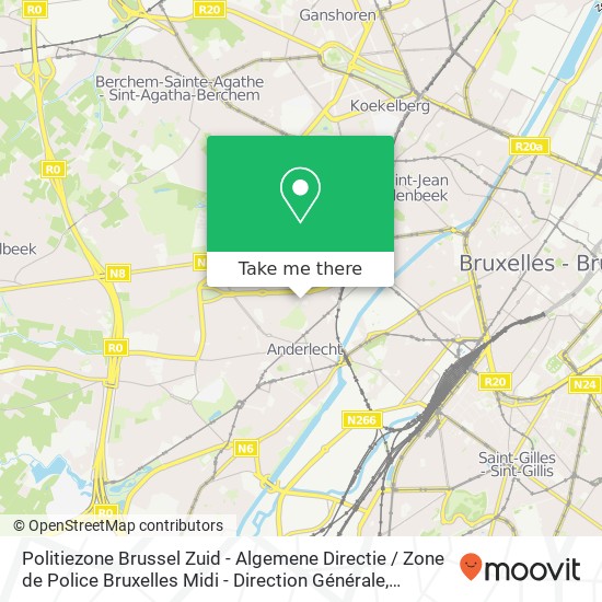 Politiezone Brussel Zuid - Algemene Directie / Zone de Police Bruxelles Midi - Direction Générale map