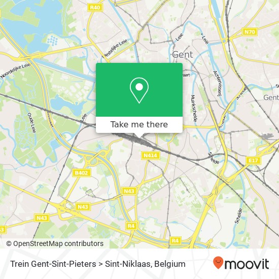 Trein Gent-Sint-Pieters > Sint-Niklaas map