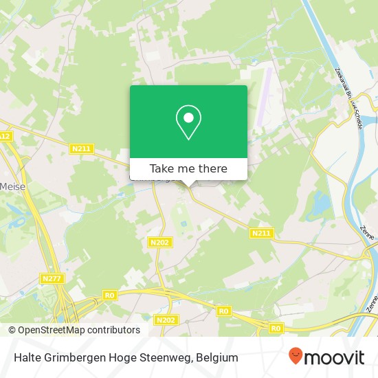 Halte Grimbergen Hoge Steenweg map