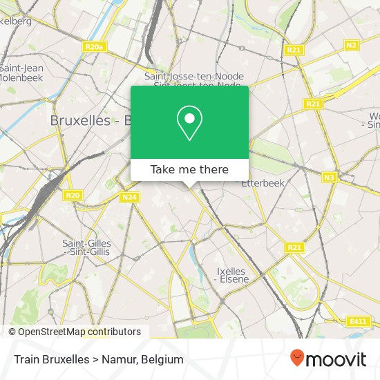 Train Bruxelles > Namur plan