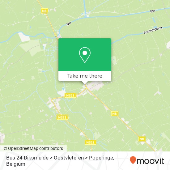 Bus 24 Diksmuide > Oostvleteren > Poperinge plan