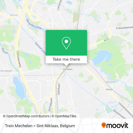 Trein Mechelen > Sint-Niklaas map