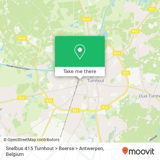 Snelbus 415 Turnhout > Beerse > Antwerpen map