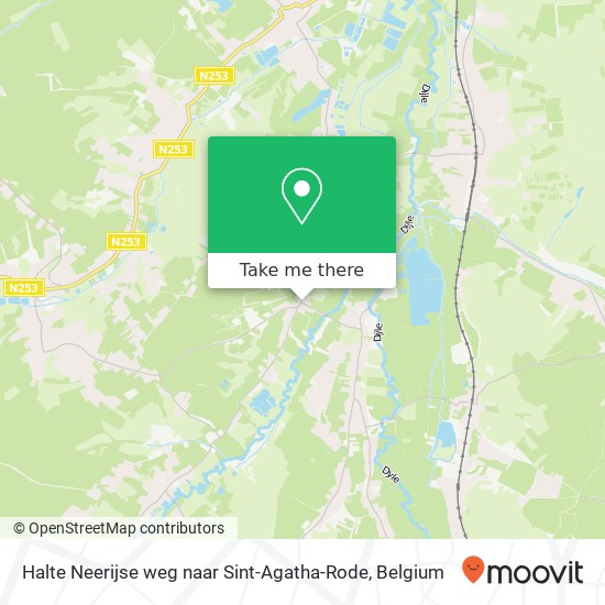 Halte Neerijse weg naar Sint-Agatha-Rode map