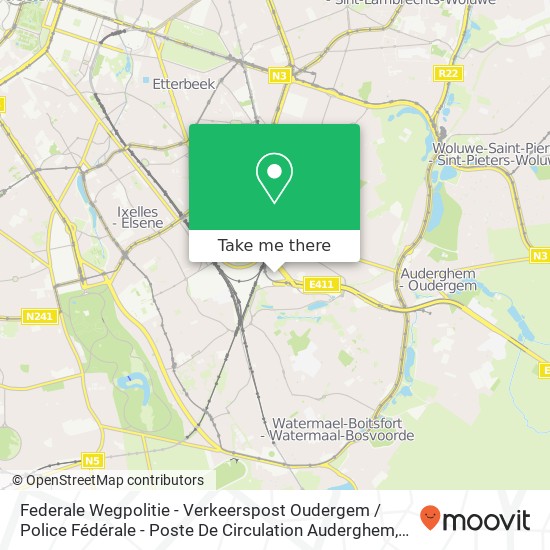 Federale Wegpolitie - Verkeerspost Oudergem / Police Fédérale - Poste De Circulation Auderghem map