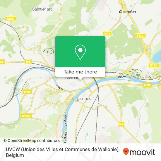 UVCW (Union des Villes et Communes de Wallonie) map