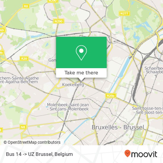 Bus 14 -> UZ Brussel map