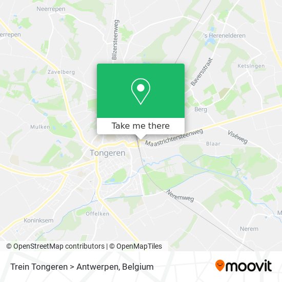 Trein Tongeren > Antwerpen map