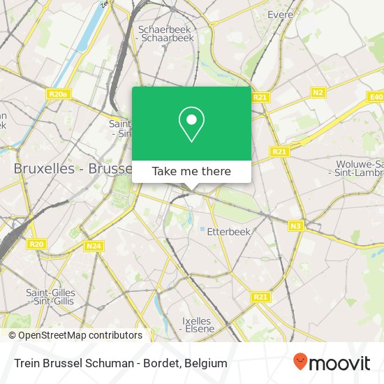 Trein Brussel Schuman - Bordet map