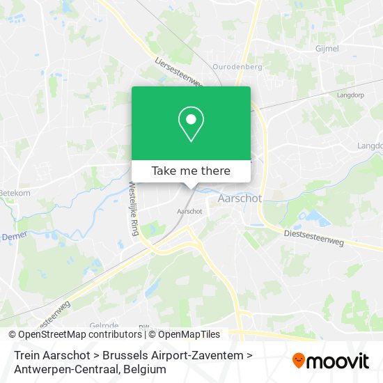 Trein Aarschot > Brussels Airport-Zaventem > Antwerpen-Centraal map