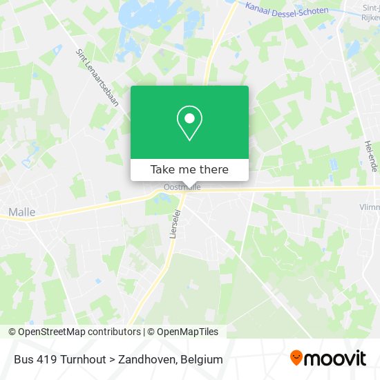 Bus 419 Turnhout > Zandhoven map