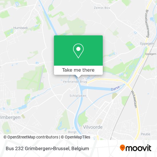 Bus 232 Grimbergen>Brussel plan