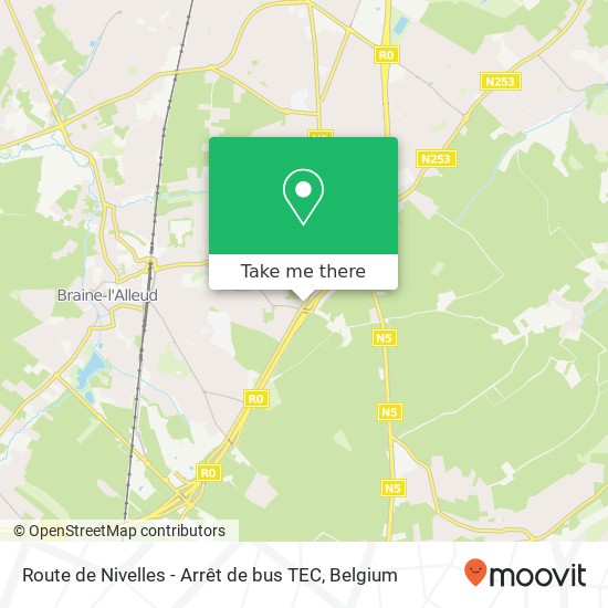Route de Nivelles - Arrêt de bus TEC map