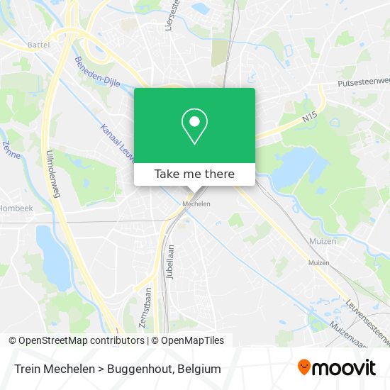Trein Mechelen > Buggenhout map