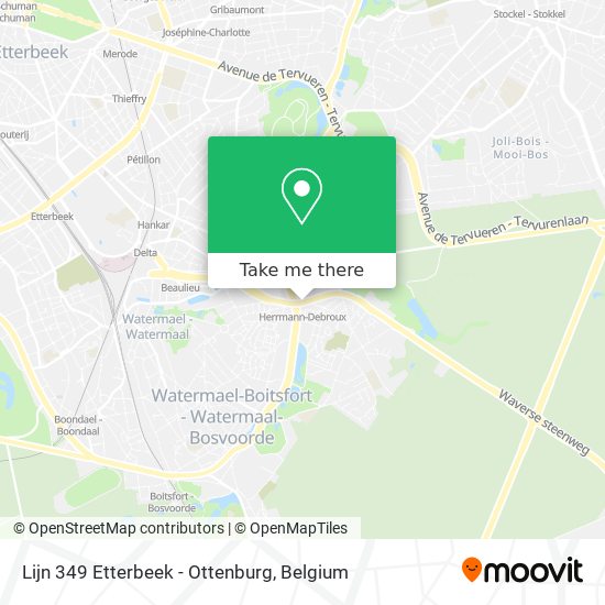 Lijn 349 Etterbeek - Ottenburg map