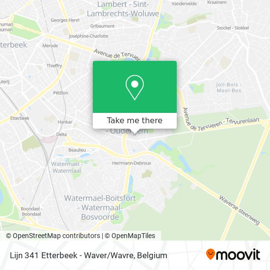 Lijn 341 Etterbeek - Waver / Wavre map