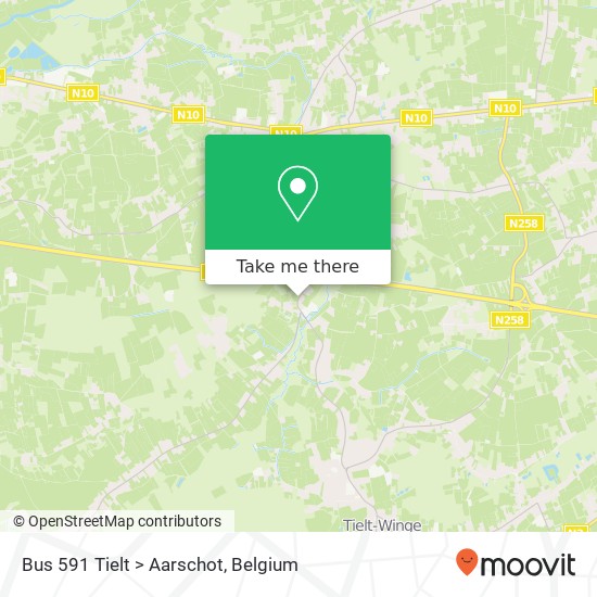 Bus 591 Tielt > Aarschot map