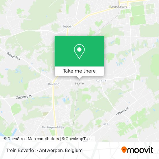 Trein Beverlo > Antwerpen map