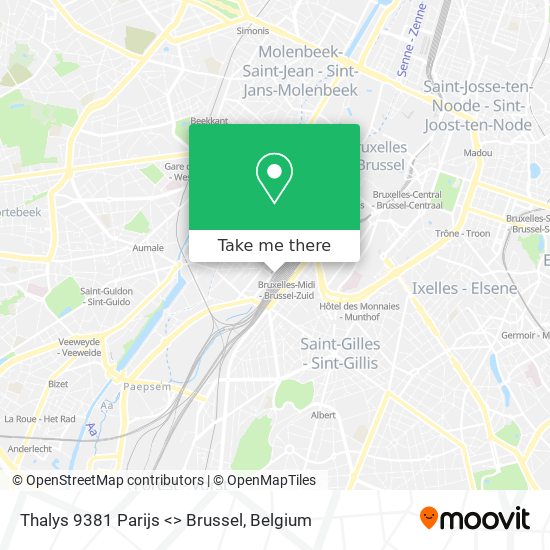 Thalys 9381 Parijs <> Brussel map