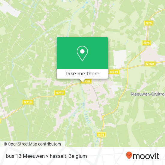 bus 13 Meeuwen > hasselt map