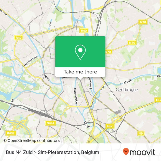 Bus N4 Zuid > Sint-Pietersstation map