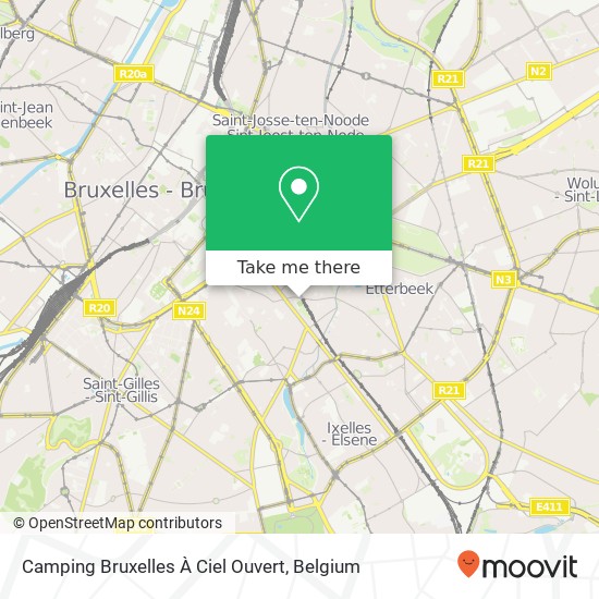 Camping Bruxelles À Ciel Ouvert map