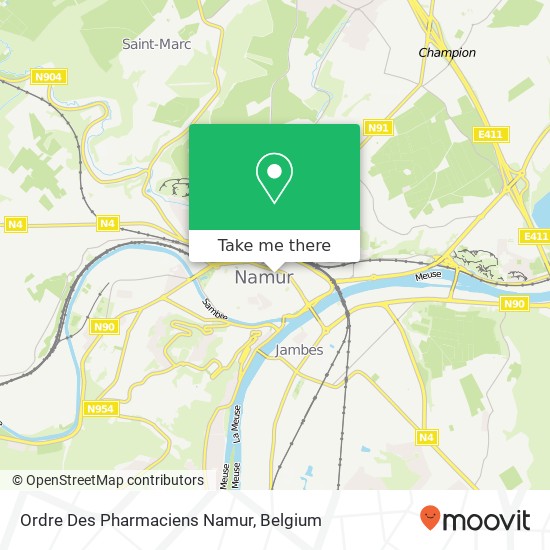 Ordre Des Pharmaciens Namur map