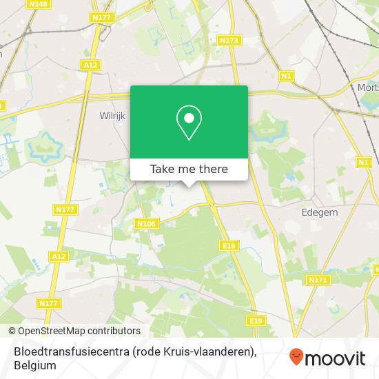 Bloedtransfusiecentra (rode Kruis-vlaanderen) map