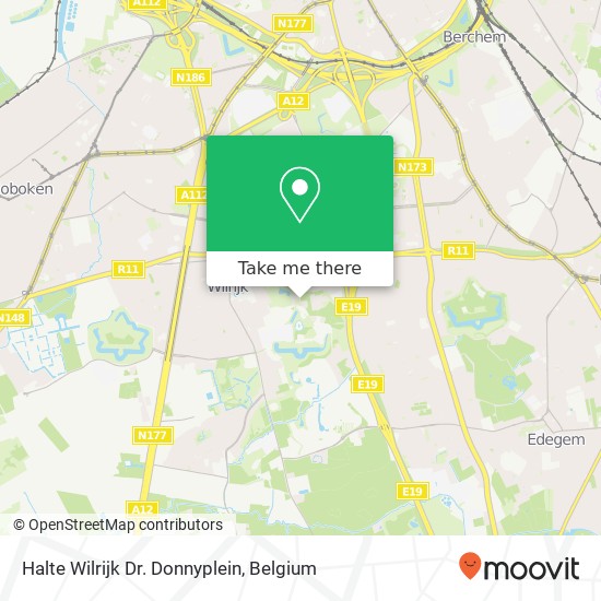 Halte Wilrijk Dr. Donnyplein map