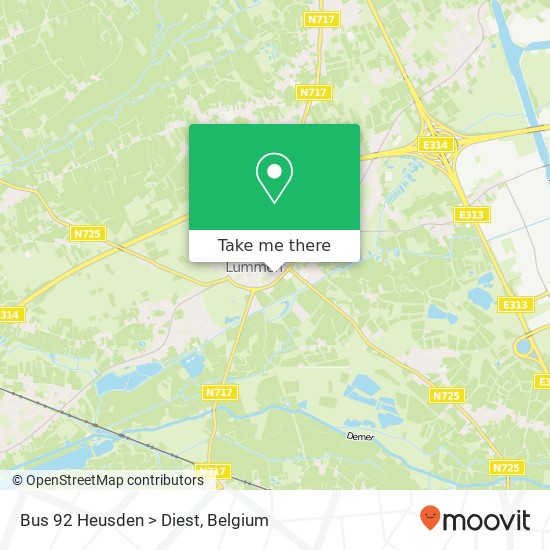 Bus 92 Heusden > Diest map