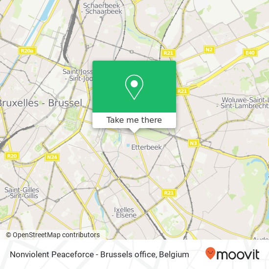 Nonviolent Peaceforce - Brussels office map