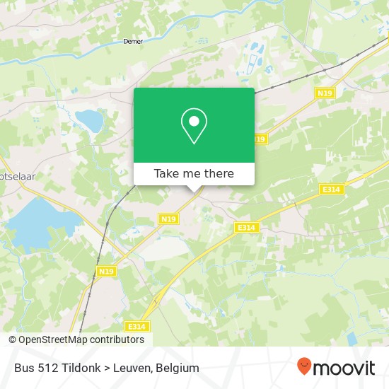 Bus 512 Tildonk > Leuven map