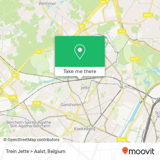 Trein Jette > Aalst map