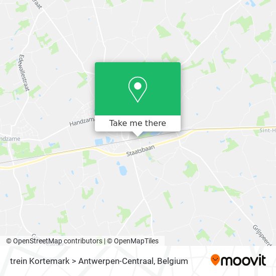 trein Kortemark > Antwerpen-Centraal map