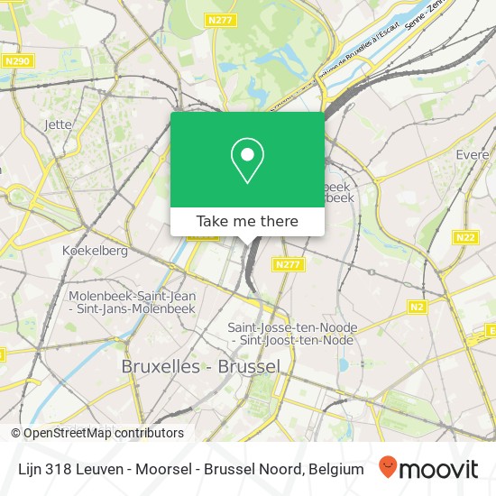 Lijn 318 Leuven - Moorsel - Brussel Noord plan