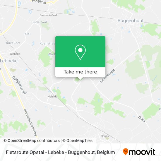 Fietsroute Opstal - Lebeke - Buggenhout map