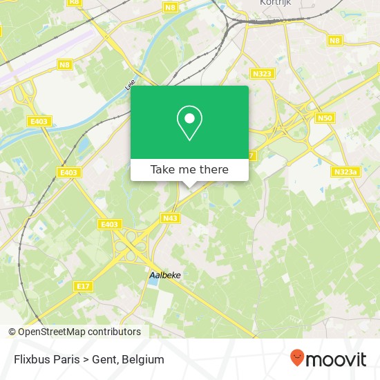 Flixbus Paris > Gent map